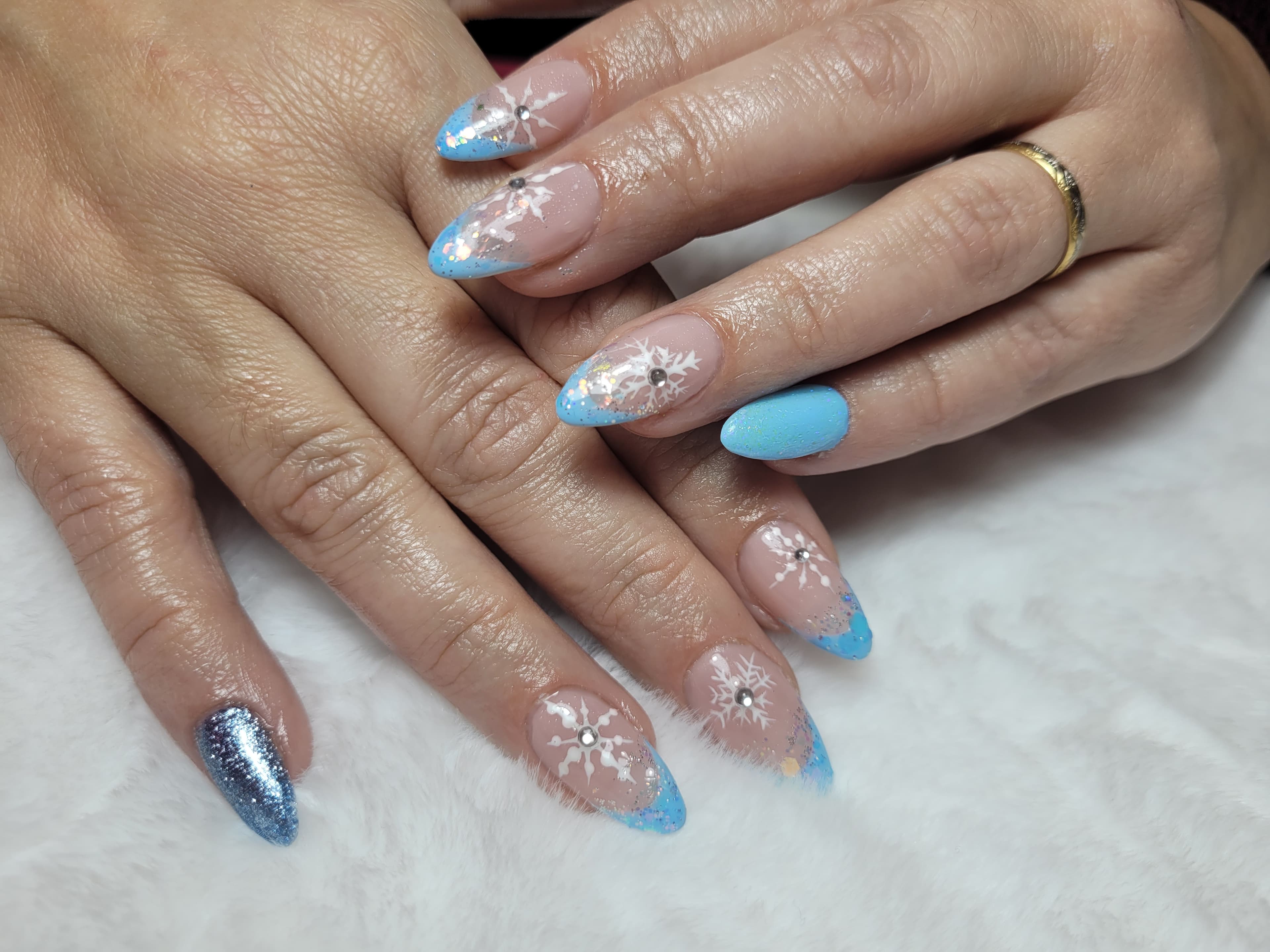 Pose Américaine (GelX) - Nail art flocons