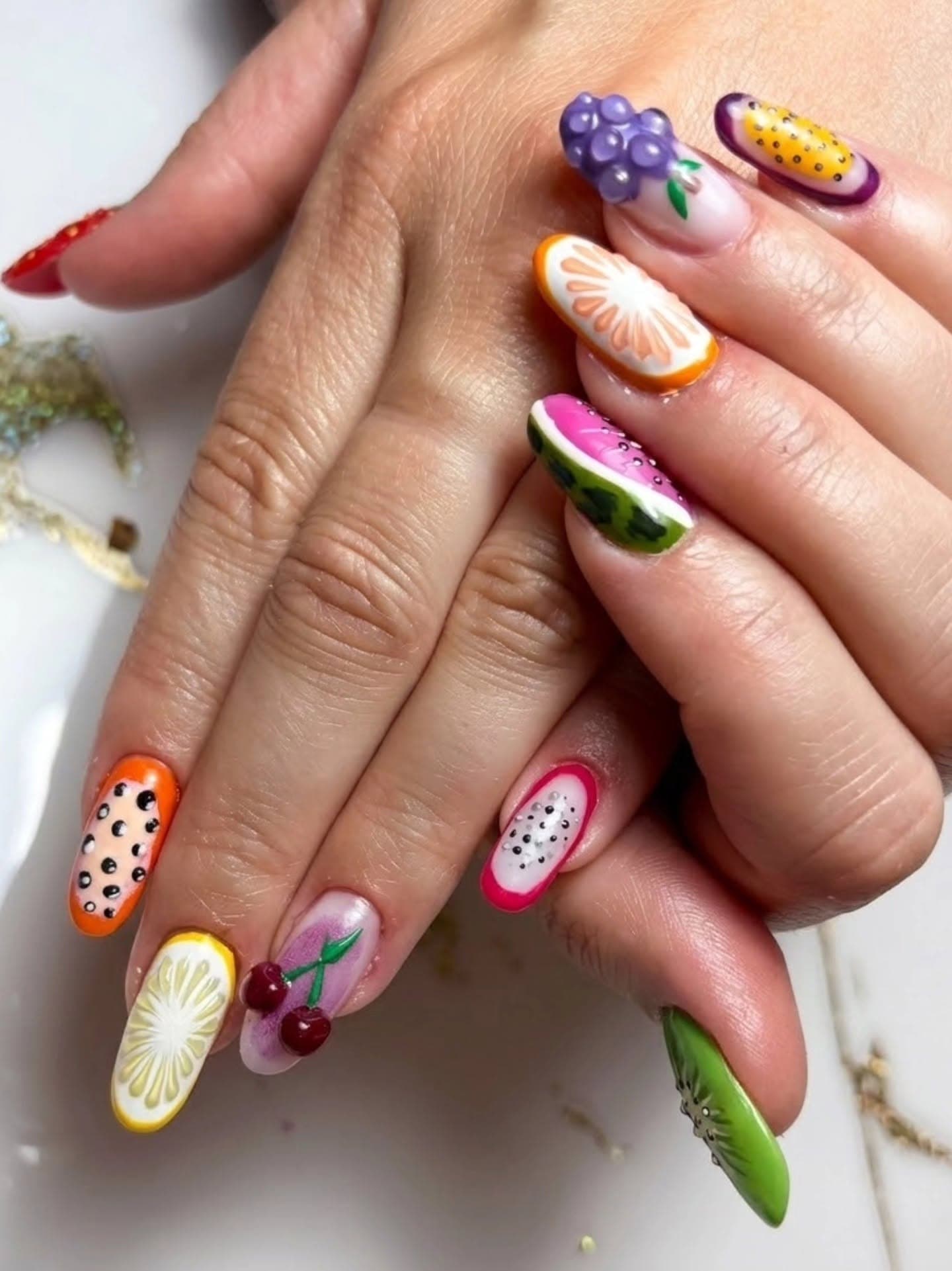 Remplissage gel - Nail art fruits