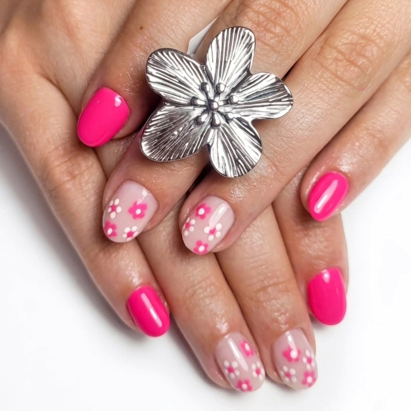 Remplissage gainage - Nail art fleurs